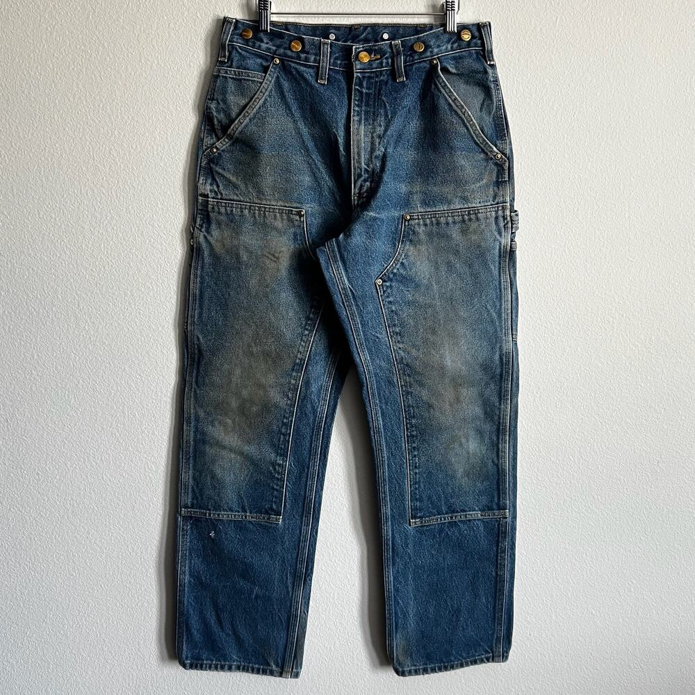 Carhartt B07 DNM faded blue jeans double knee work wear carpenter pants